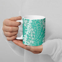 Puakenikeni and Maile Lei Ceramic Mug Sage Green Double Strand Lei - Polynesian Pride