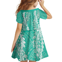 Puakenikeni and Maile Lei Family Matching Off The Shoulder Long Sleeve Dress and Hawaiian Shirt Sage Green Double Strand Lei