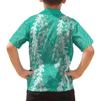 Puakenikeni and Maile Lei Family Matching Puletasi and Hawaiian Shirt Sage Green Double Strand Lei