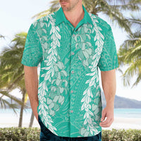 Puakenikeni and Maile Lei Hawaiian Shirt Sage Green Double Strand Lei