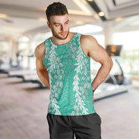 Puakenikeni and Maile Lei Men Tank Top Sage Green Double Strand Lei