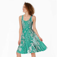 Puakenikeni and Maile Lei Midi Dress Sage Green Double Strand Lei - Polynesian Pride