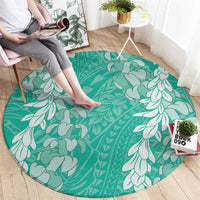 Puakenikeni and Maile Lei Round Carpet Sage Green Double Strand Lei