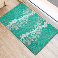Puakenikeni and Maile Lei Rubber Doormat Sage Green Double Strand Lei