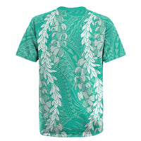 Puakenikeni and Maile Lei Rugby Jersey Sage Green Double Strand Lei LT9 - Polynesian Pride