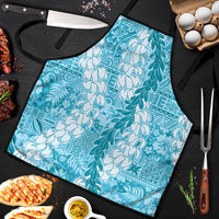 Blue Puakenikeni and Maile Lei Apron Hawaiian Style Tribal Tapa Double Strand Lei - Polynesian Pride