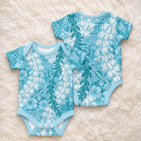 Blue Puakenikeni and Maile Lei Baby Onesie Hawaiian Style Tribal Tapa Double Strand Lei