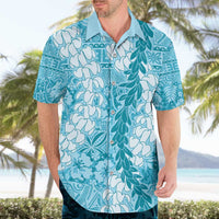 Blue Puakenikeni and Maile Lei Hawaiian Shirt Hawaiian Style Tribal Tapa Double Strand Lei