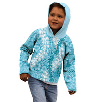 Blue Puakenikeni and Maile Lei Kid Hoodie Hawaiian Style Tribal Tapa Double Strand Lei