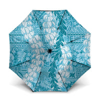 Blue Puakenikeni and Maile Lei Umbrella Hawaiian Style Tribal Tapa Double Strand Lei - Polynesian Pride