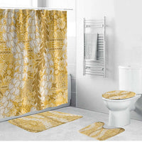 Gold Puakenikeni and Maile Lei Bathroom Set Hawaiian Style Tribal Tapa Double Strand Lei - Polynesian Pride
