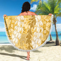 Gold Puakenikeni and Maile Lei Beach Blanket Hawaiian Style Tribal Tapa Double Strand Lei