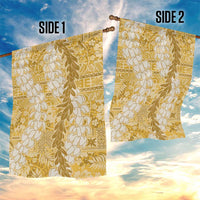 Gold Puakenikeni and Maile Lei Garden Flag Hawaiian Style Tribal Tapa Double Strand Lei LT9 - Polynesian Pride