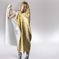 Gold Puakenikeni and Maile Lei Hooded Blanket Hawaiian Style Tribal Tapa Double Strand Lei