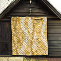 Gold Puakenikeni and Maile Lei Quilt Hawaiian Style Tribal Tapa Double Strand Lei