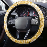 Gold Puakenikeni and Maile Lei Steering Wheel Cover Hawaiian Style Tribal Tapa Double Strand Lei
