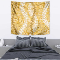 Gold Puakenikeni and Maile Lei Tapestry Hawaiian Style Tribal Tapa Double Strand Lei