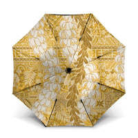Gold Puakenikeni and Maile Lei Umbrella Hawaiian Style Tribal Tapa Double Strand Lei - Polynesian Pride