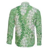 Green Puakenikeni and Maile Lei Family Matching Puletasi and Hawaiian Shirt Hawaiian Style Tribal Tapa Double Strand Lei LT9 - Polynesian Pride