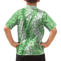 Green Puakenikeni and Maile Lei Kid Hawaiian Shirt Hawaiian Style Tribal Tapa Double Strand Lei LT9 - Polynesian Pride
