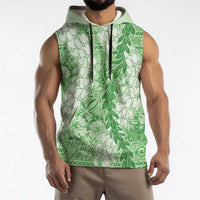 Green Puakenikeni and Maile Lei Sleeveless Hoodie Hawaiian Style Tribal Tapa Double Strand Lei LT9 - Polynesian Pride