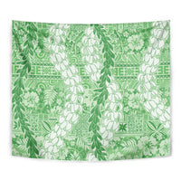 Green Puakenikeni and Maile Lei Tapestry Hawaiian Style Tribal Tapa Double Strand Lei