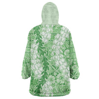 Green Puakenikeni and Maile Lei Wearable Blanket Hoodie Hawaiian Style Tribal Tapa Double Strand Lei LT9 - Polynesian Pride