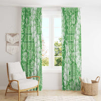 Green Puakenikeni and Maile Lei Window Curtain Hawaiian Style Tribal Tapa Double Strand Lei