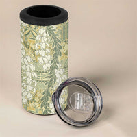 Vintage Puakenikeni and Maile Lei 4 in 1 Can Cooler Tumbler Hawaiian Style Tribal Tapa Double Strand Lei