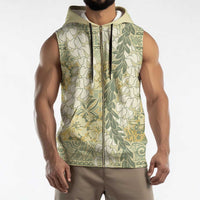 Vintage Puakenikeni and Maile Lei Sleeveless Zip Hoodie Hawaiian Style Tribal Tapa Double Strand Lei LT9 - Polynesian Pride