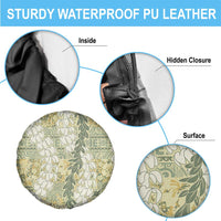 Vintage Puakenikeni and Maile Lei Spare Tire Cover Hawaiian Style Tribal Tapa Double Strand Lei