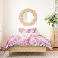 Pink Puakenikeni and Maile Lei Bedding Set Hawaiian Style Tribal Tapa Double Strand Lei