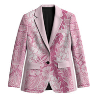 Pink Puakenikeni and Maile Lei Blazer Hawaiian Style Tribal Tapa Double Strand Lei - Polynesian Pride