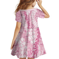 Pink Puakenikeni and Maile Lei Family Matching Short Sleeve Bodycon Dress and Hawaiian Shirt Hawaiian Style Tribal Tapa Double Strand Lei LT9 - Polynesian Pride