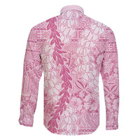 Pink Puakenikeni and Maile Lei Family Matching Short Sleeve Bodycon Dress and Hawaiian Shirt Hawaiian Style Tribal Tapa Double Strand Lei LT9 - Polynesian Pride