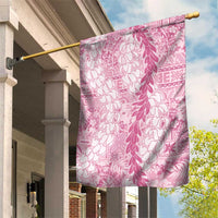 Pink Puakenikeni and Maile Lei Garden Flag Hawaiian Style Tribal Tapa Double Strand Lei
