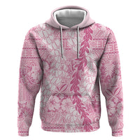 Pink Puakenikeni and Maile Lei Hoodie Hawaiian Style Tribal Tapa Double Strand Lei