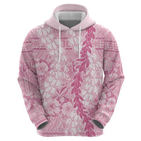 Pink Puakenikeni and Maile Lei Hoodie Hawaiian Style Tribal Tapa Double Strand Lei