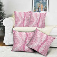 Pink Puakenikeni and Maile Lei Pillow Cover Hawaiian Style Tribal Tapa Double Strand Lei - Polynesian Pride
