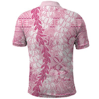 Pink Puakenikeni and Maile Lei Polo Shirt Hawaiian Style Tribal Tapa Double Strand Lei