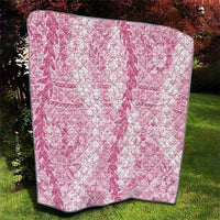 Pink Puakenikeni and Maile Lei Quilt Hawaiian Style Tribal Tapa Double Strand Lei