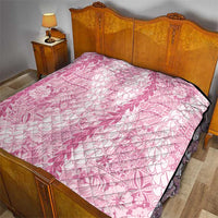 Pink Puakenikeni and Maile Lei Quilt Hawaiian Style Tribal Tapa Double Strand Lei