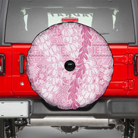 Pink Puakenikeni and Maile Lei Spare Tire Cover Hawaiian Style Tribal Tapa Double Strand Lei