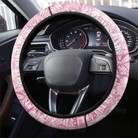 Pink Puakenikeni and Maile Lei Steering Wheel Cover Hawaiian Style Tribal Tapa Double Strand Lei