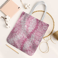 Pink Puakenikeni and Maile Lei Tote Bag Hawaiian Style Tribal Tapa Double Strand Lei - Polynesian Pride