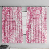 Pink Puakenikeni and Maile Lei Window Curtain Hawaiian Style Tribal Tapa Double Strand Lei