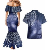 New Zealand Galaxy Fern Couples Matching Mermaid Dress and Hawaiian Shirt LT9 - Polynesian Pride