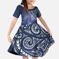 New Zealand Galaxy Fern Family Matching Long Sleeve Bodycon Dress and Hawaiian Shirt LT9 Daughter's Dress Galaxy - Polynesian Pride