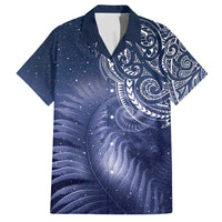 New Zealand Galaxy Fern Family Matching Off Shoulder Short Dress and Hawaiian Shirt