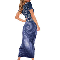 New Zealand Galaxy Fern Family Matching Short Sleeve Bodycon Dress and Hawaiian Shirt LT9 - Polynesian Pride